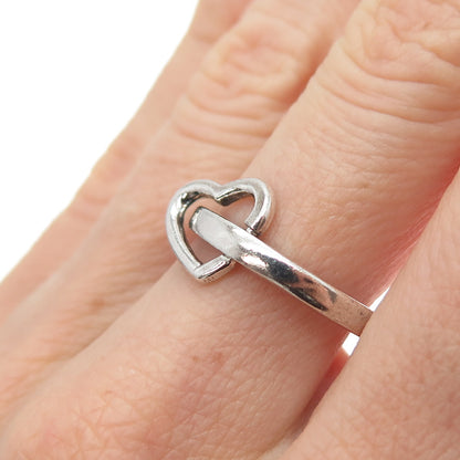 CHAPAL ZENRAY Sterling Silver Vintage Modernist Interlocked Heart Ring Size 8