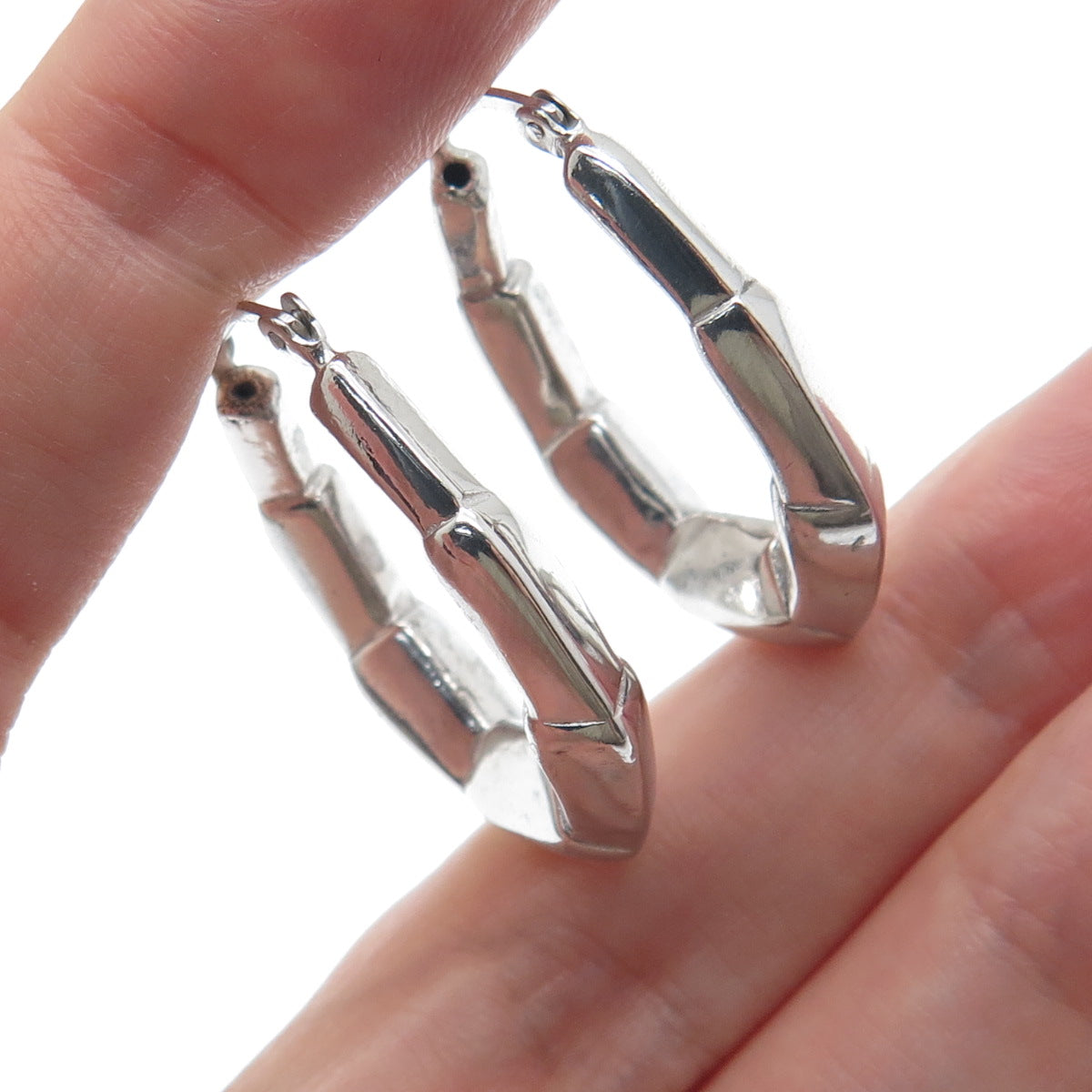 925 Sterling Silver Modernist Hoop Earrings