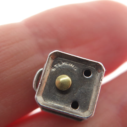 925 Sterling Silver Antique Art Deco Coffee Grinder Minimalist 3D Charm Pendant