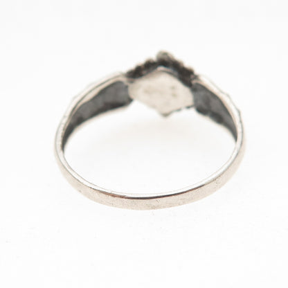 925 Sterling Silver Vintage Real Black Onyx Oxidized Ring Size 8.25