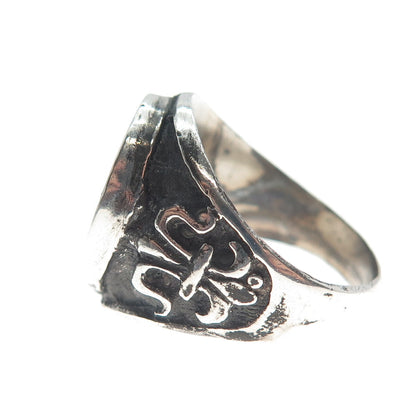 925 Sterling Silver Vintage Gemini Zodiac Fleur-de-Lis Oxidized Ring Size 8.5