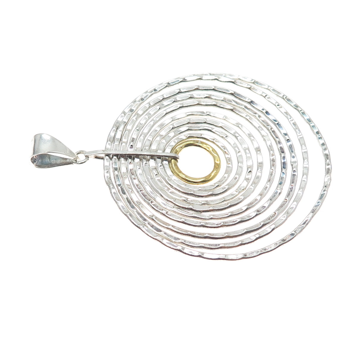 925 Sterling Silver 2-Tone Vintage CII Mexico Modernist Multi-Circle Pendant