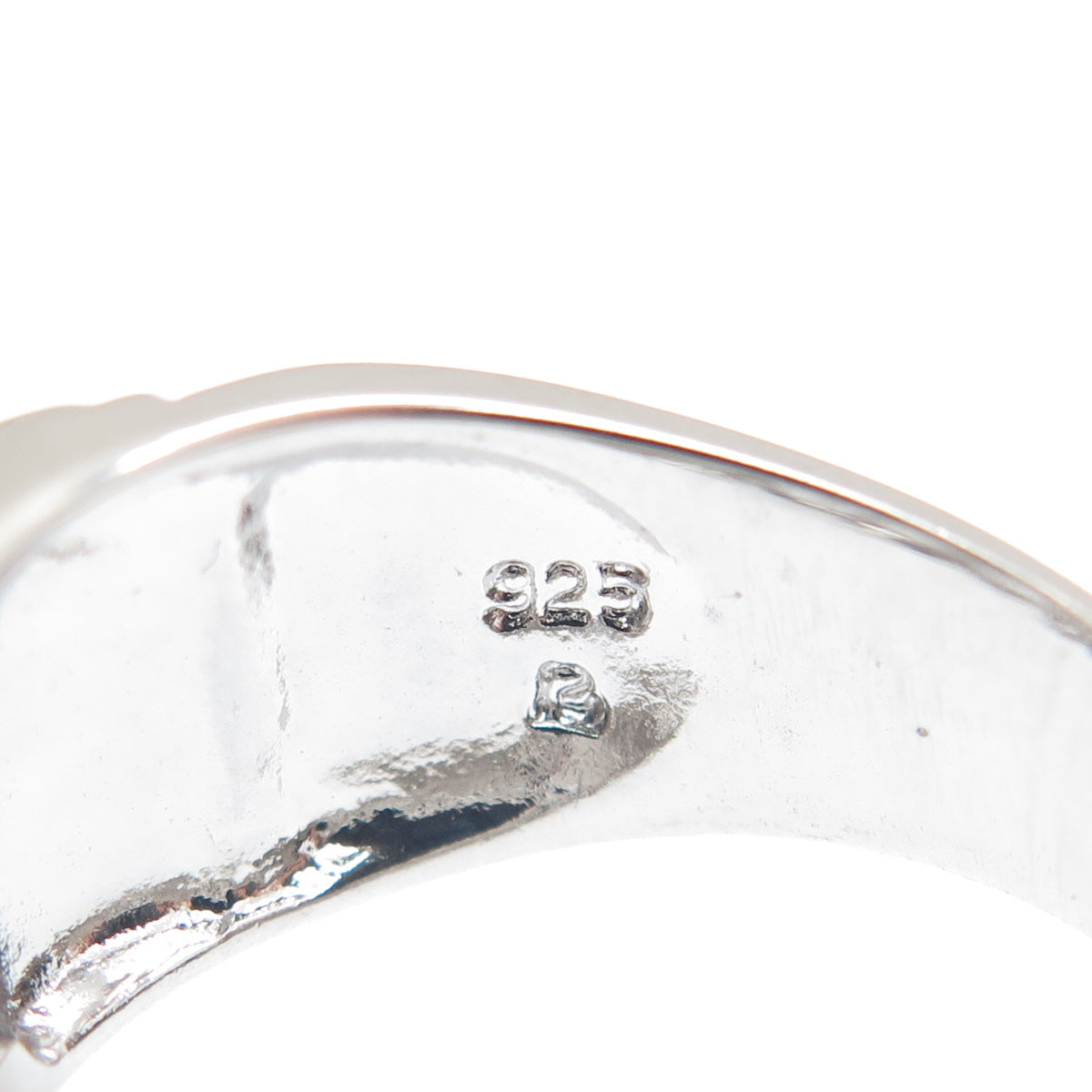 925 Sterling Silver Real Diamond Accent Ornate Ring Size 8.25