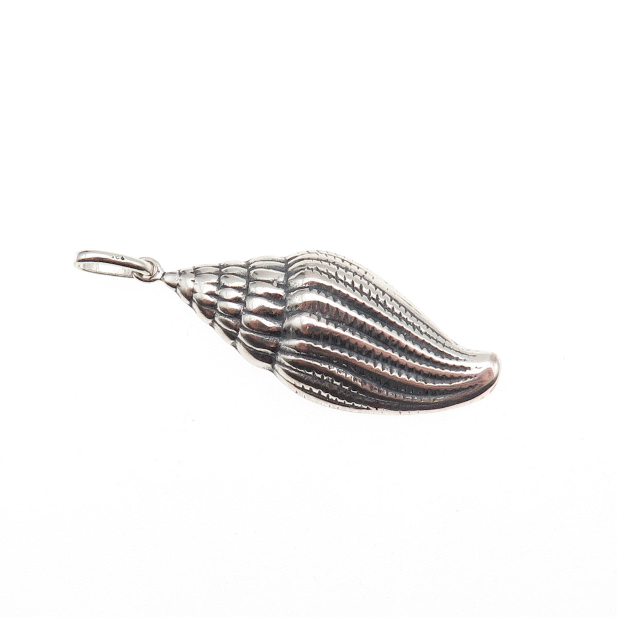 925 Sterling Silver Vintage Seashell Oxidized Charm Pendant