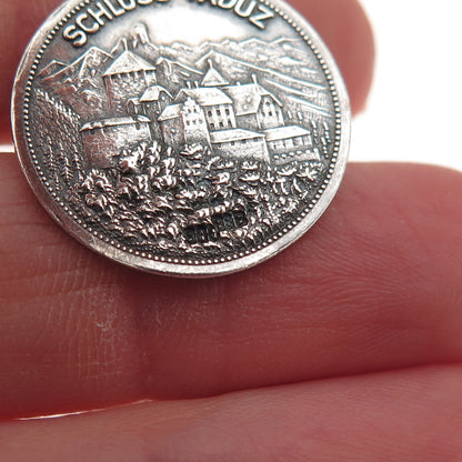 900 Silver Vintage Principality of Liechtenstein Vaduz Castle Charm Pendant