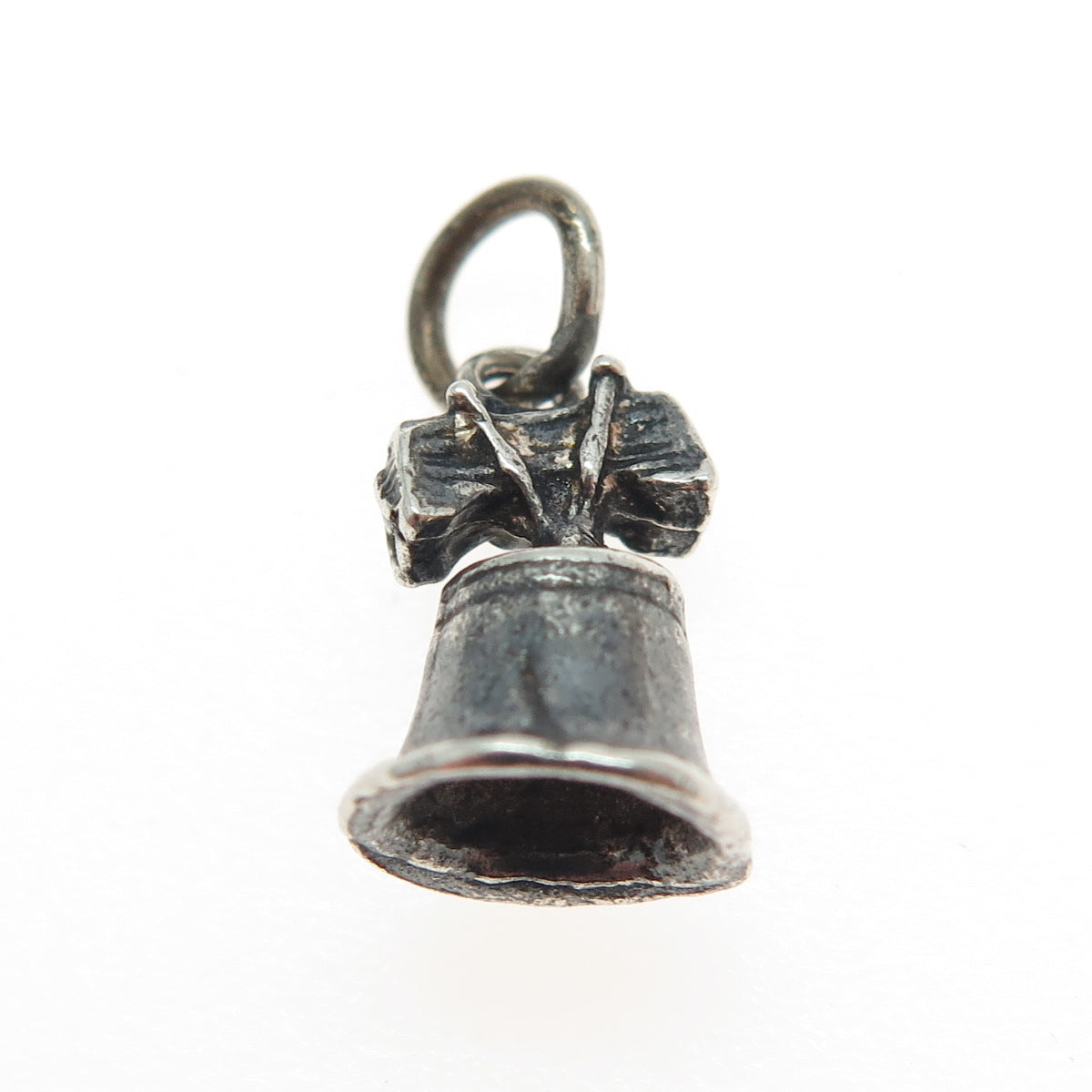 925 Sterling Silver Vintage Liberty Bell Minimalist 3D Charm Pendant