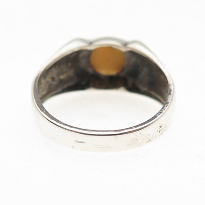 McGrath Hamin 925 Sterling Silver Vintage Real Tiger Eye Oxidized Ring Size 9.5