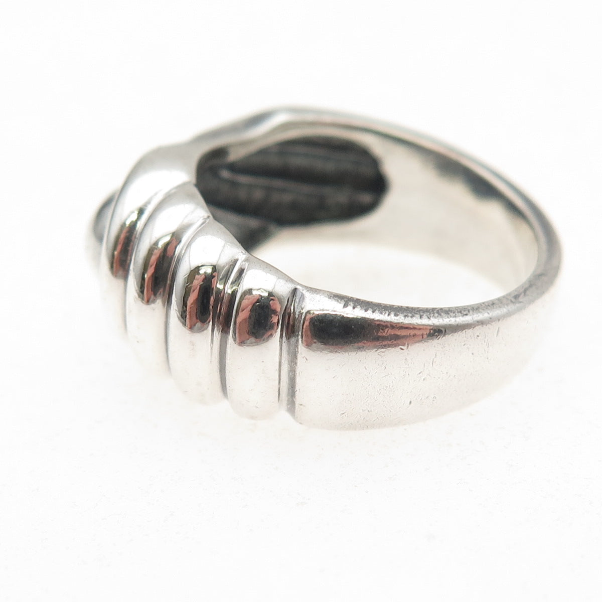 Lotus 999 Fine Silver Vintage Modernist Teardrop Oxidized Ring Size 7