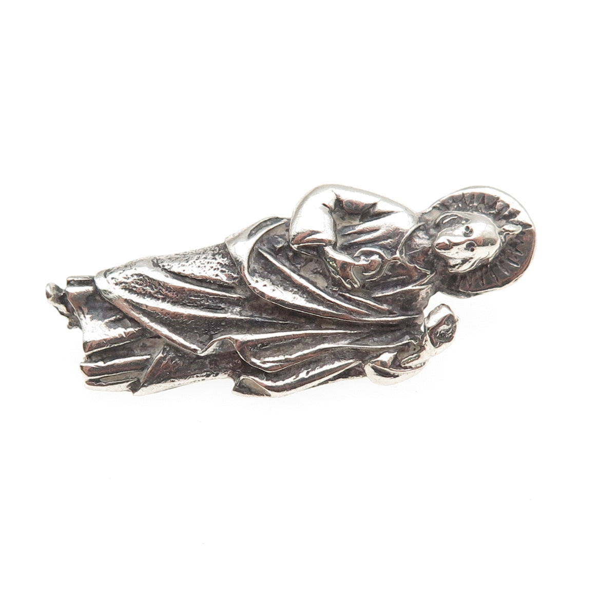 Otto 925 Sterling Silver Vintage Mexico Saint Jude Thaddeus Slide Charm Pendant