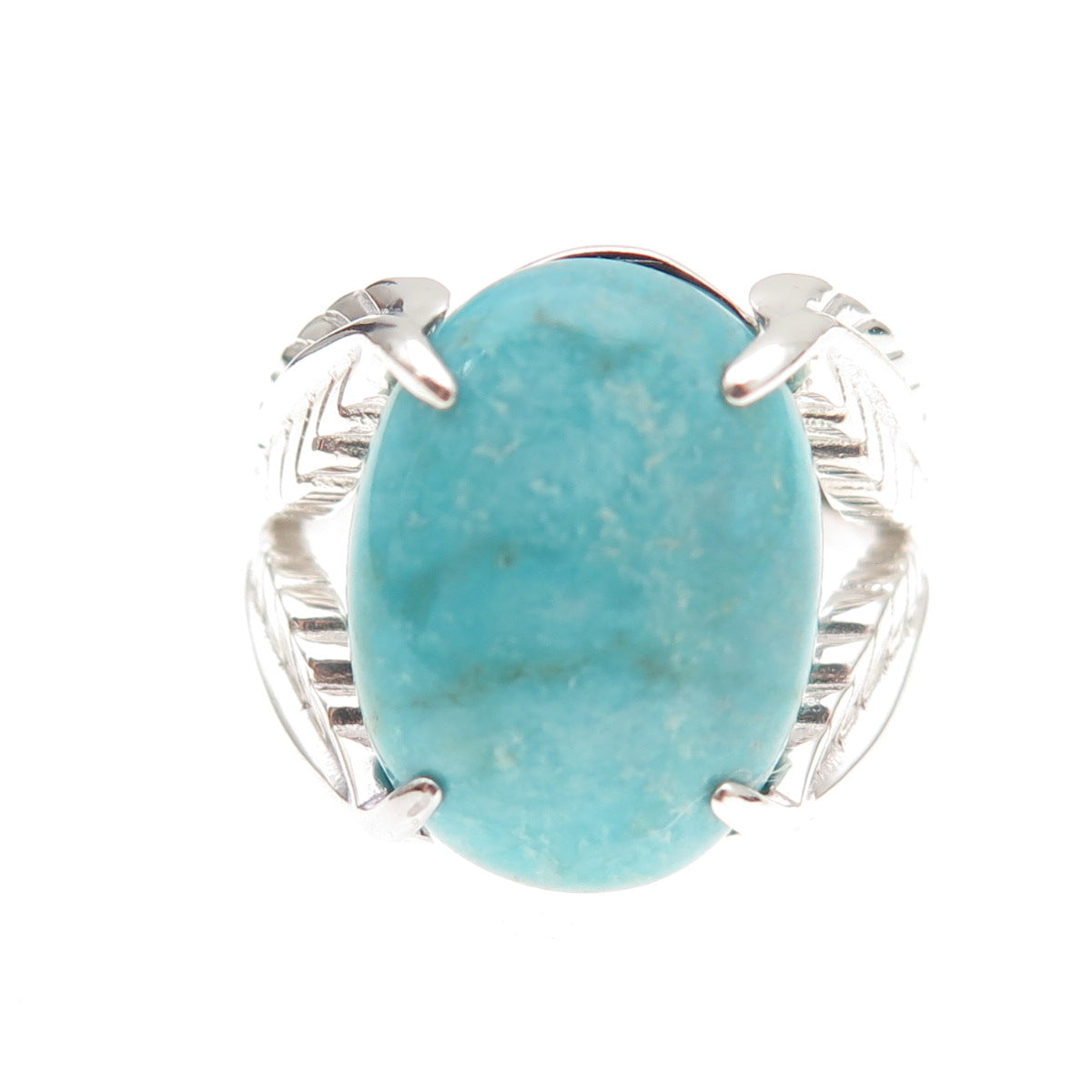 Tehya Oyama 925 Sterling Silver Real Tyrone Turquoise Floral Ring Size 8.25