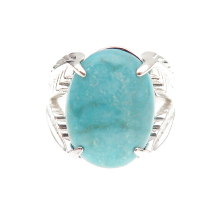 Tehya Oyama 925 Sterling Silver Real Tyrone Turquoise Floral Ring Size 8.25