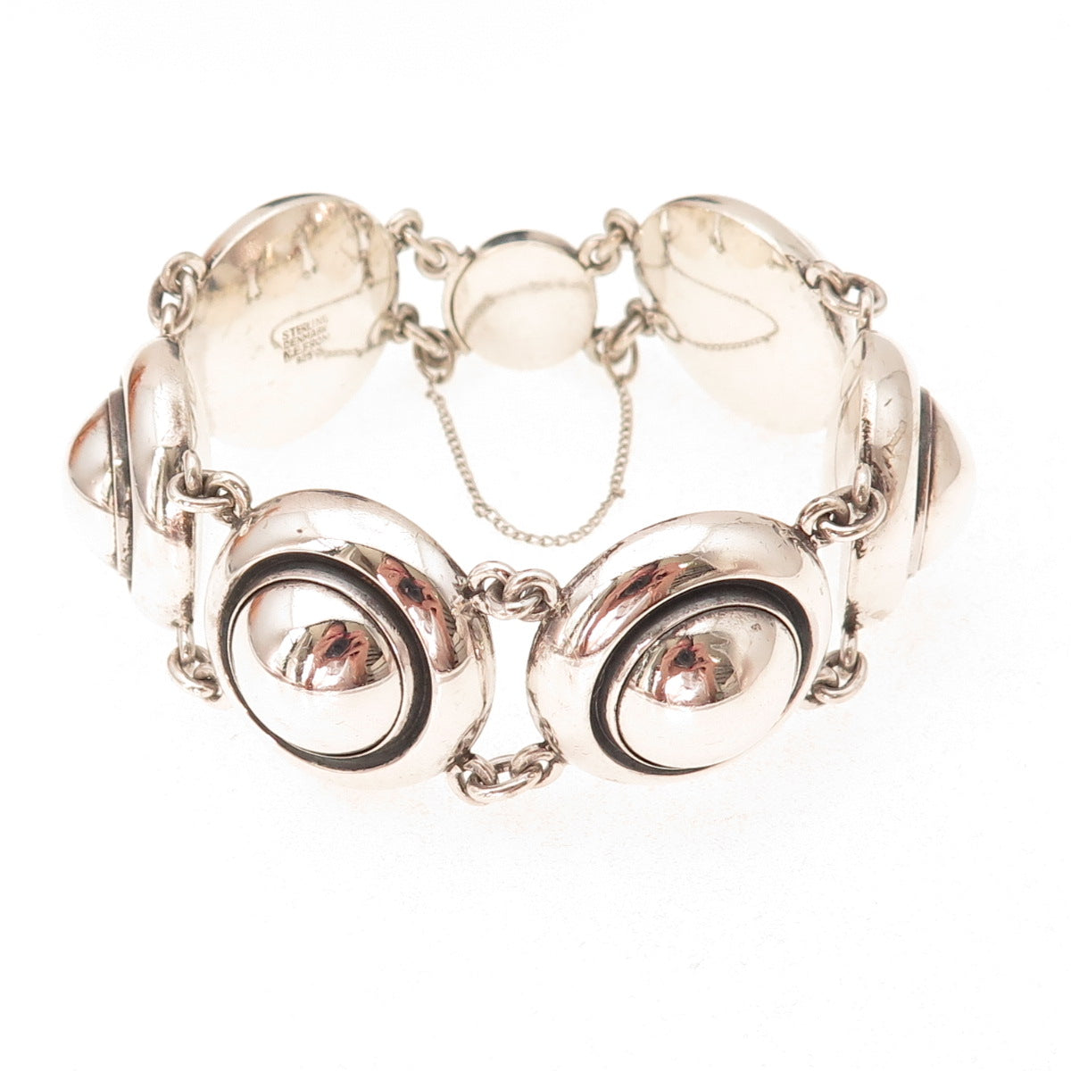 Niels Erik From 925S Sterling Silver Vintage Denmark Modernist Dome Bracelet 7"