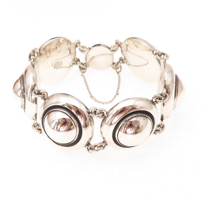 Niels Erik From 925S Sterling Silver Vintage Denmark Modernist Dome Bracelet 7"