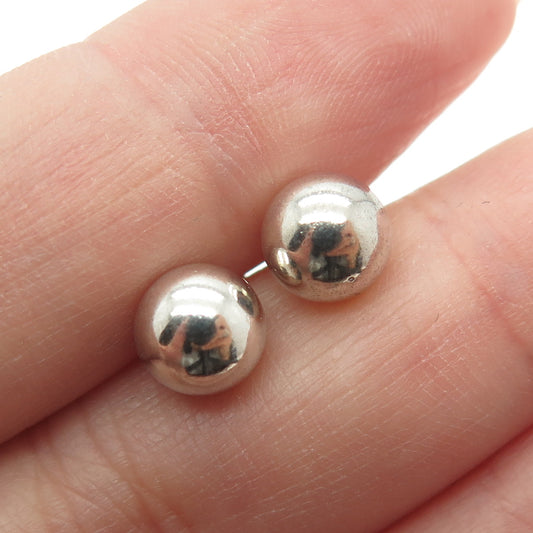 925 Sterling Silver Vintage Ball Beads Stud Earrings