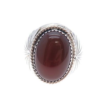 CAROLYN POLLACK Old Pawn Sterling Silver Vintage Carnelian Tribal Ring Size 9