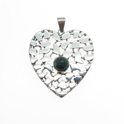 925 Sterling Silver Vintage Israel Real Eilat Modernist Heart Pendant