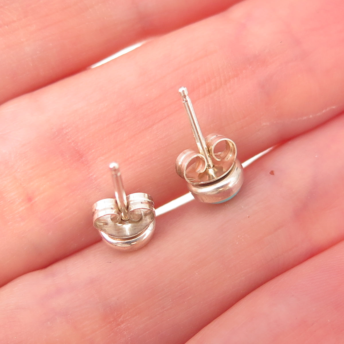 925 Sterling Silver Vintage Sleeping Beauty Turquoise Stud Earrings