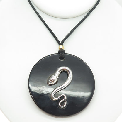 SESTO CONTINENTE 925 Sterling Silver Vintage Italy Snake Pendant Necklace 20"