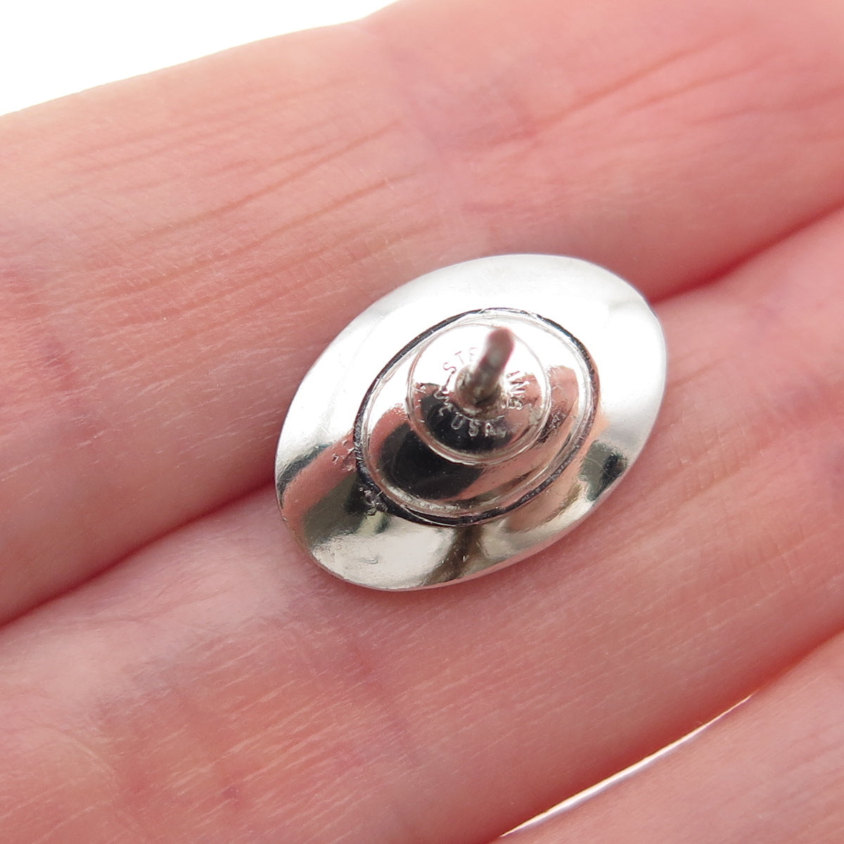 JML Diplomat 925 Sterling Silver Vintage Real Abalone Shell Tie Tack / Lapel Pin
