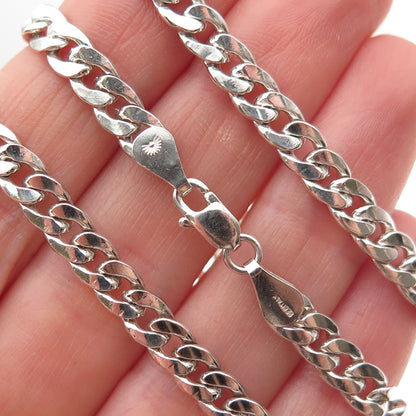 925 Sterling Silver Vintage Italy Cuban Chain Necklace 20"