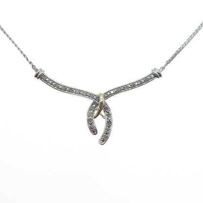 925 Sterling Silver 2-Tone Real Round-Cut Diamond Serpentine Chain Necklace 18"