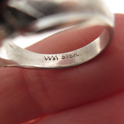 Wheeler Mfg Co. 925 Sterling Silver Antique Art Deco Real Hematite Ring Size 6.5