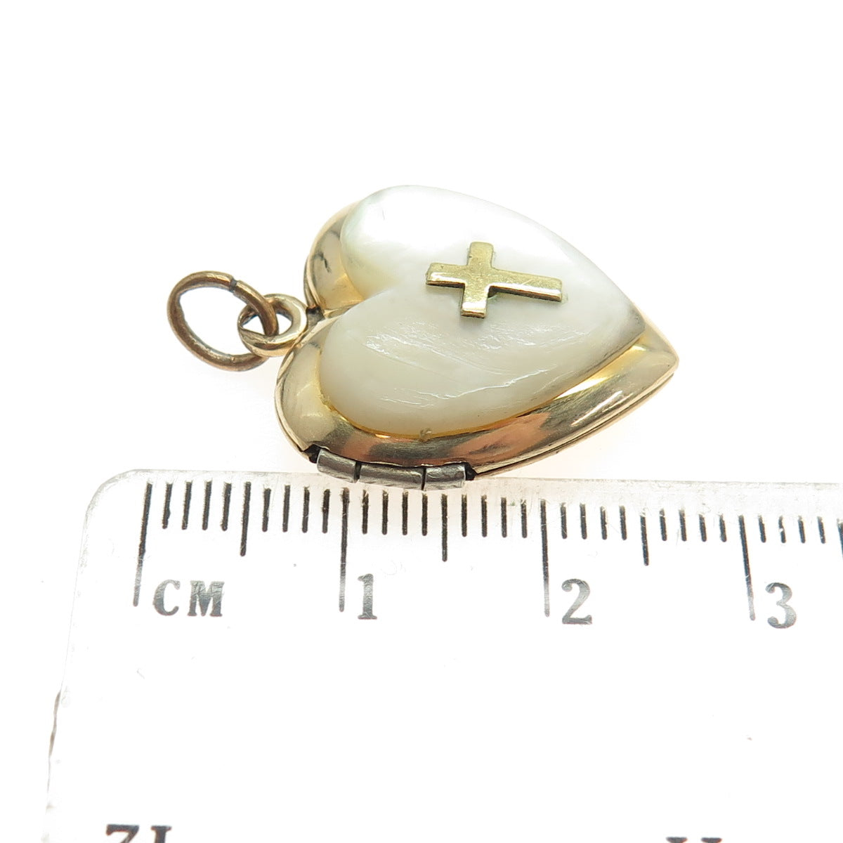 1/20 12K Gold Filled Antique Real Mother-of-Pearl Heart Locket Pendant