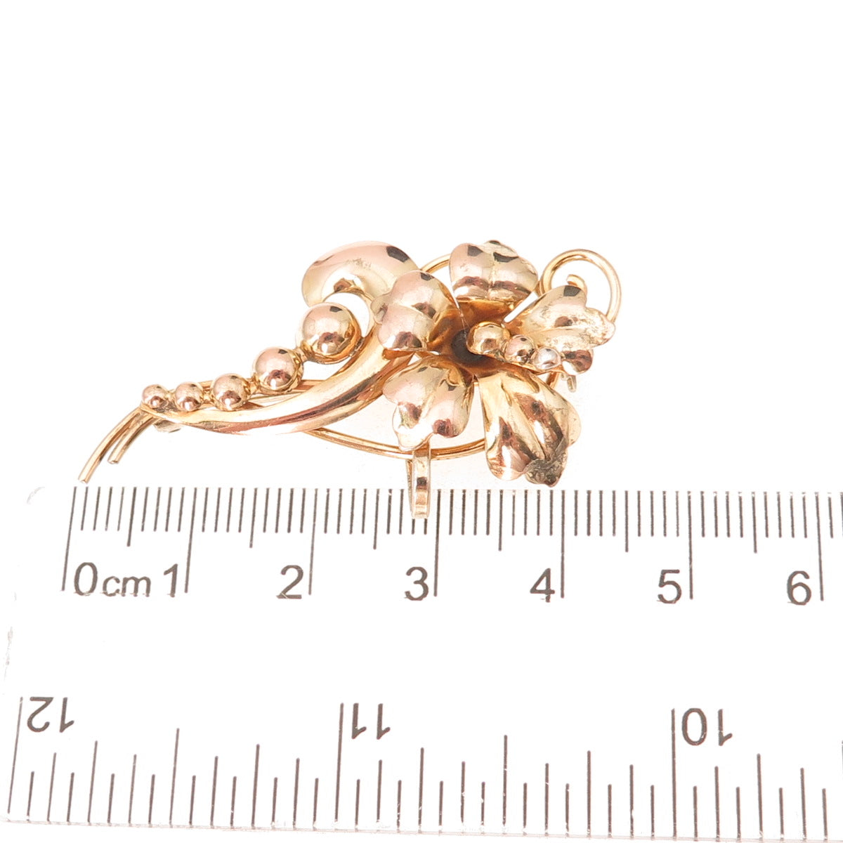 925 Sterling Silver 1/20 12K Gold Filled Vintage Orchid Pin Brooch / Pendant