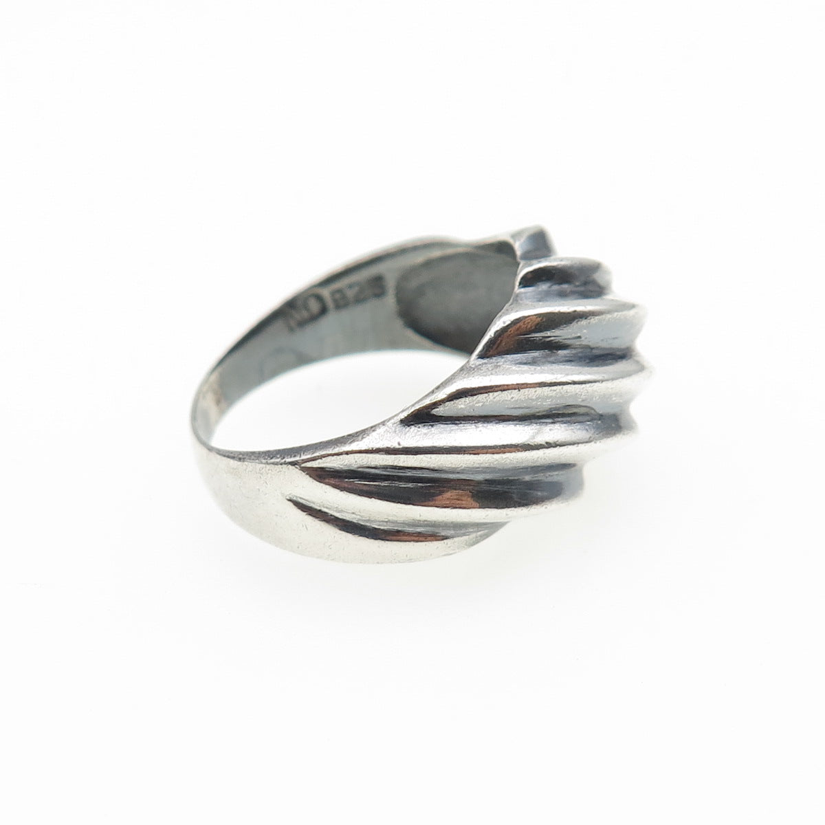 CHAPAL ZENRAY Sterling Silver Vintage Modernist Ribbed Oxidized Ring Size 7.5