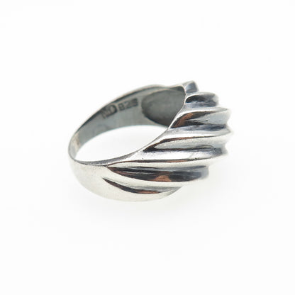CHAPAL ZENRAY Sterling Silver Vintage Modernist Ribbed Oxidized Ring Size 7.5