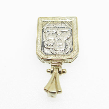 EUGENIO CAMPOS Sterling Silver 2-Tone Vintage St. Mary & Jesus Religious Pendant