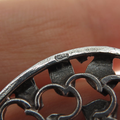 925 Sterling Silver Vintage Israel Real Eilat Modernist Heart Pendant