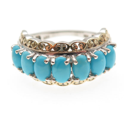 Chuck Clemency 925 Sterling 2-Tone Real Sleeping Beauty Turquoise Ring Size 8.25