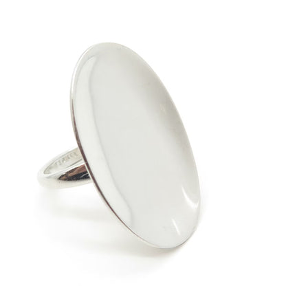 925 Sterling Silver Vintage Finola Modernist Oval Disc Cocktail Ring Size 8
