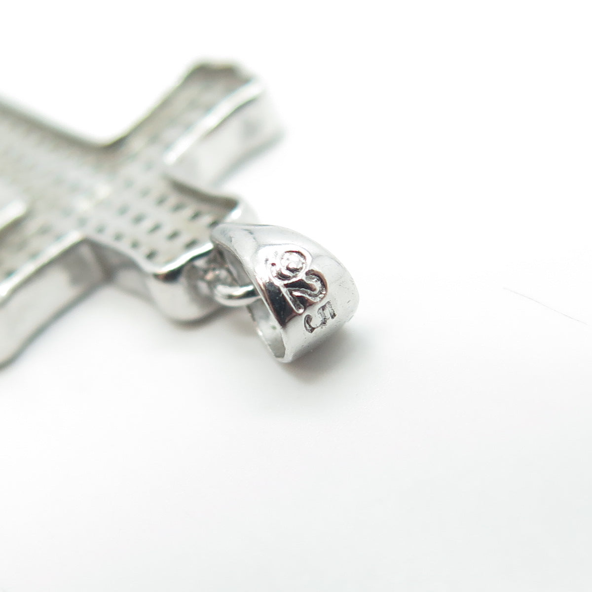 925 Sterling Silver White C Z Cluster Cross Pendant