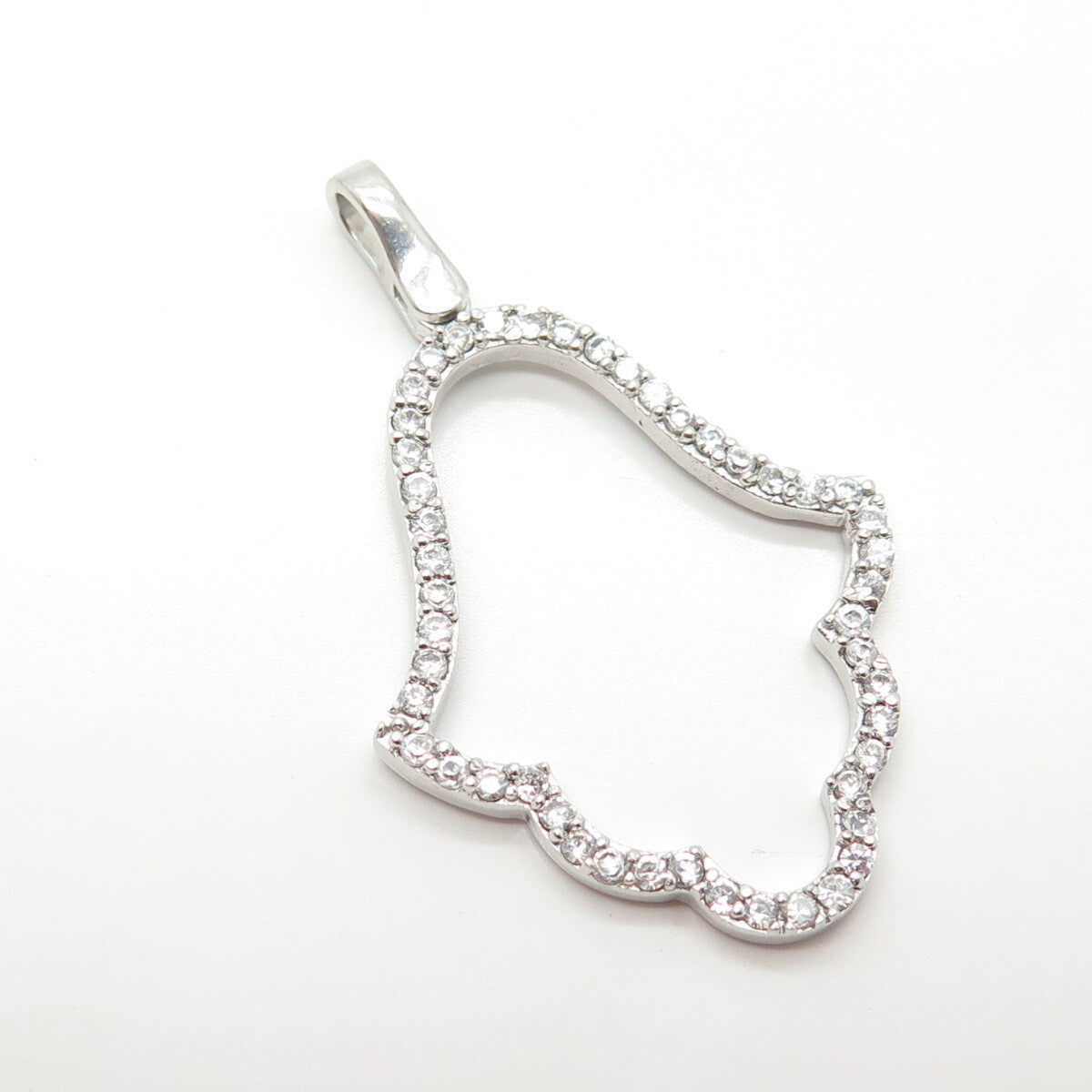 925 Sterling Silver C Z Hamsa Amulet Pendant
