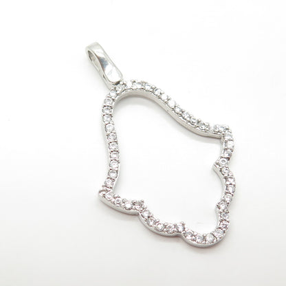 925 Sterling Silver C Z Hamsa Amulet Pendant