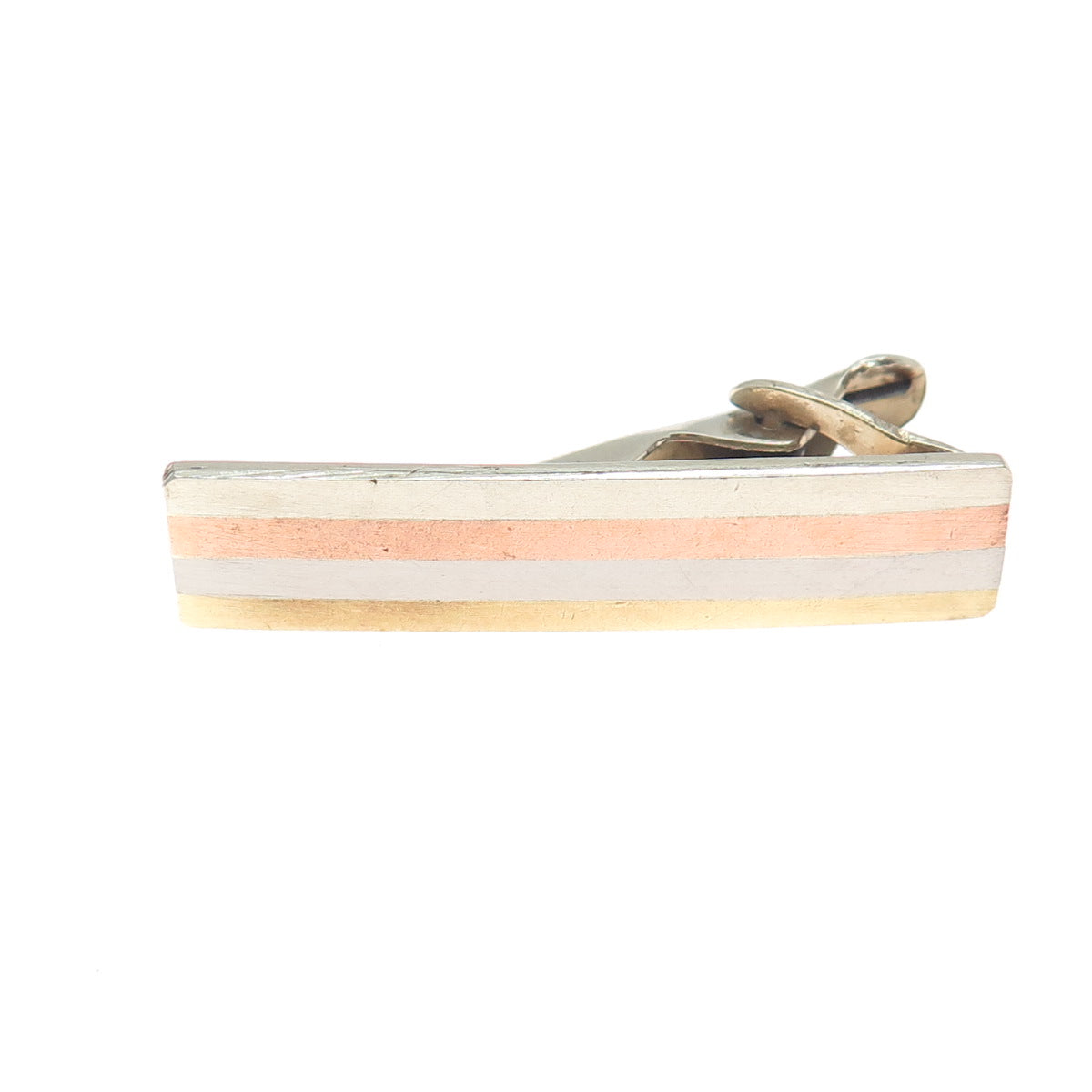 925 Sterling Silver 3-Tone Vintage Mexico Modernist Tie Clip