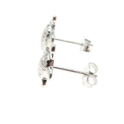 925 Sterling Silver Turtle For Good Luck Stud Earrings