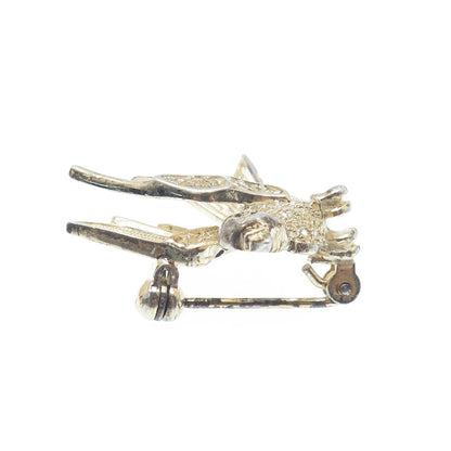 925 Sterling Silver Gold Plated Antique Art Deco Bird Minimalist Pin Brooch