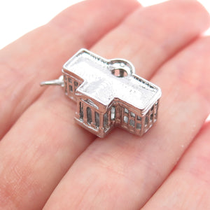 925 Sterling Silver Vintage The White House Stanhope Minimalist 3D Charm Pendant