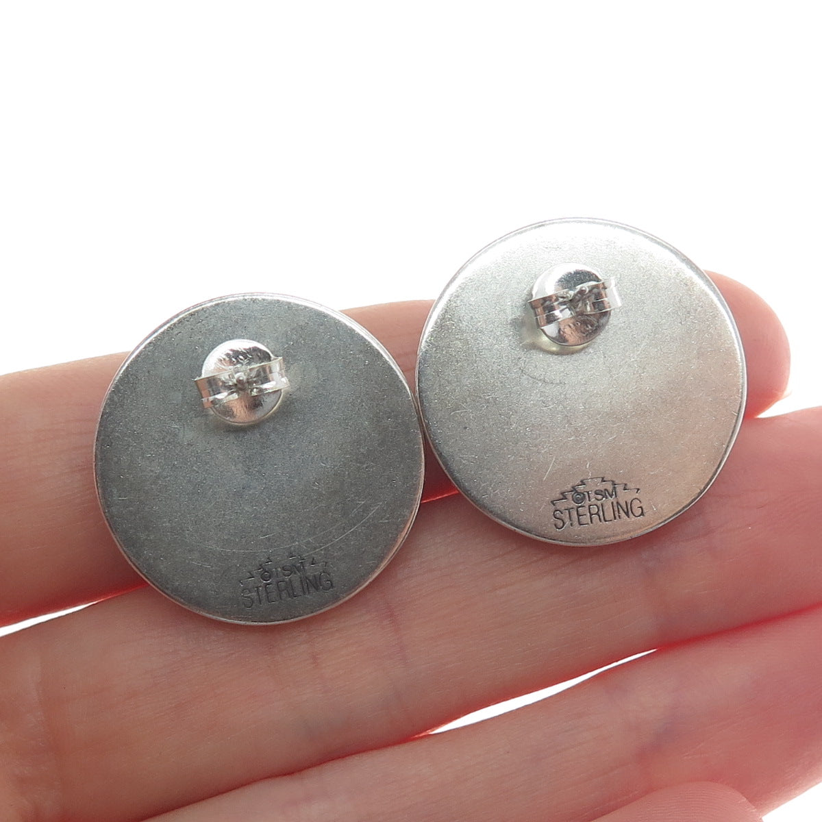 TSM THE SILVER MESA Old Pawn 925 Sterling Silver Vintage Turtle Tribal Earrings