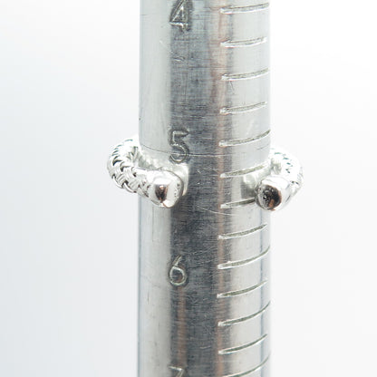 925 Sterling Silver Diamond Glass Evil Eye Heart Woven Adjustable Ring Size 5.5