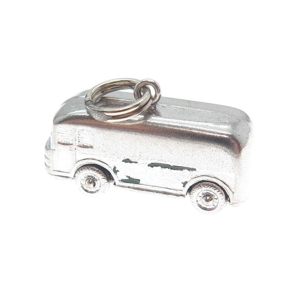 925 Sterling Silver Vintage Retro Volkswagen Bus Minimalist 3D Charm Pendant