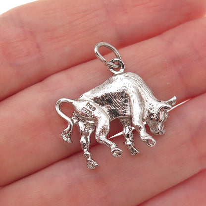 Rembrandt 925 Sterling Silver Vintage Taurus Zodiac Sign 3D Charm Pendant