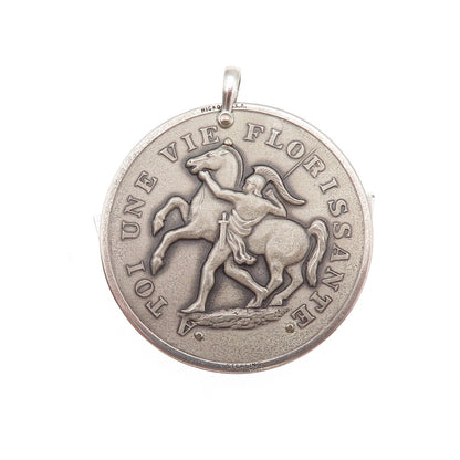 Hickok 925 Sterling Vintage "A Tuoi Une Vie Florissante" Token Knife Pendant