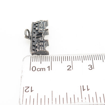800 Silver Vintage Italy Ponte Vecchio Bridge 3D Mini Charm Pendant