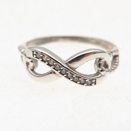 925 Sterling Silver Round-Cut C Z Infinity Ring Size 7.25