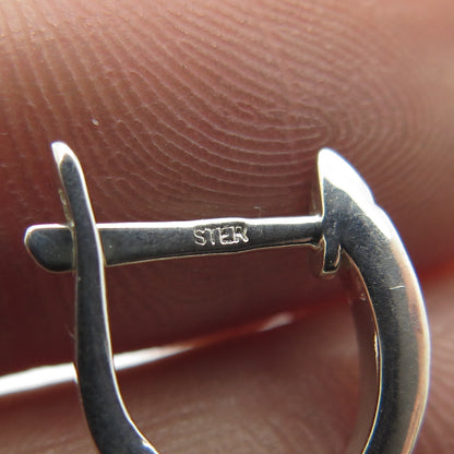 925 Sterling Silver Real Round-Cut Diamond Hoop Earrings