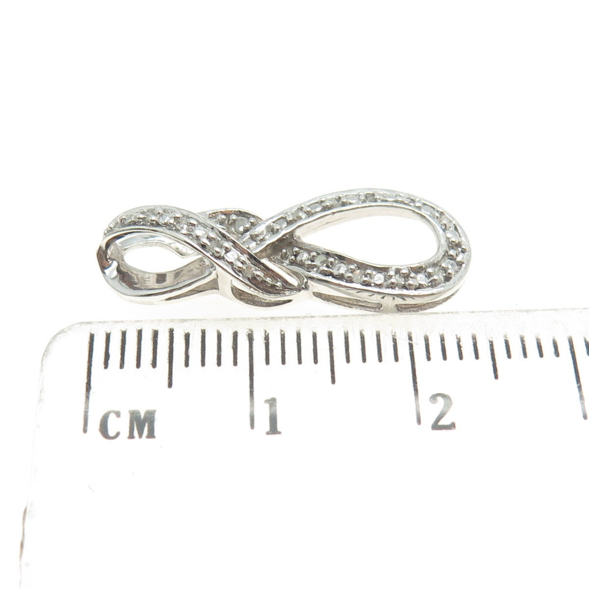 925 Sterling Silver Real Round-Cut Diamond Infinity Pendant